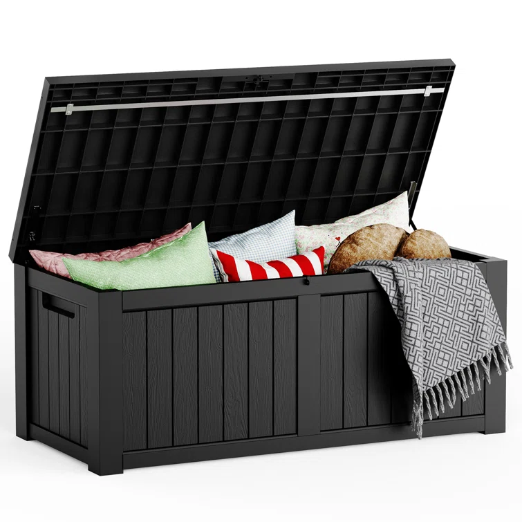 Water Resistant Outdoor Storage Deck Box in Black