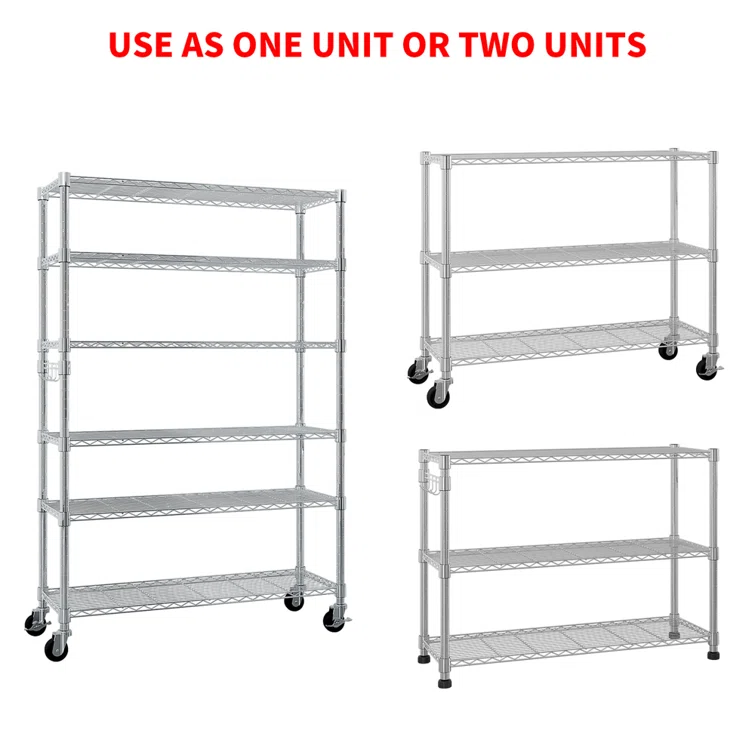 Maxden 46'' W Height Adjustable Shelving Unit with Wheels