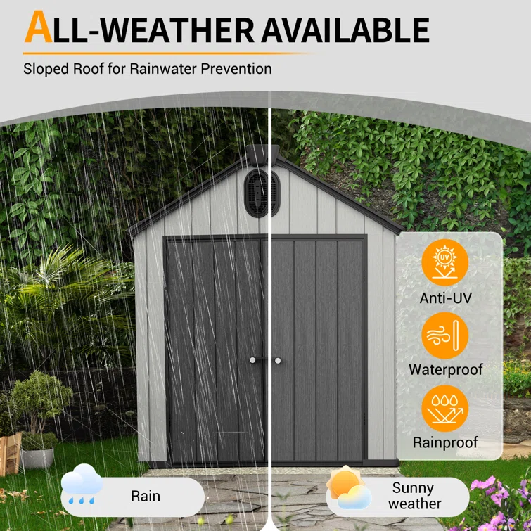 iYofe Outdoor 6 ft. W x 6 ft. D Resin Storage Shed