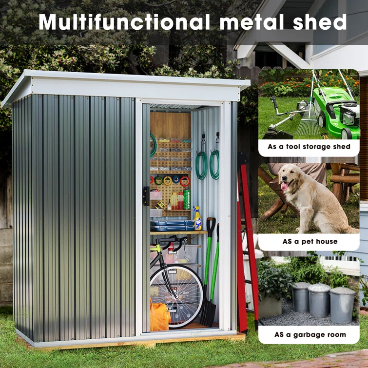 5 ft. W x 3 ft. D Metal Lean-To Storage Shed