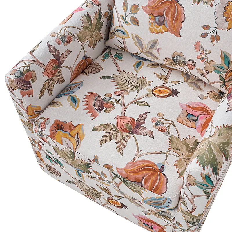 Claudius Upholstered Slipcovered Swivel Barrel Chair