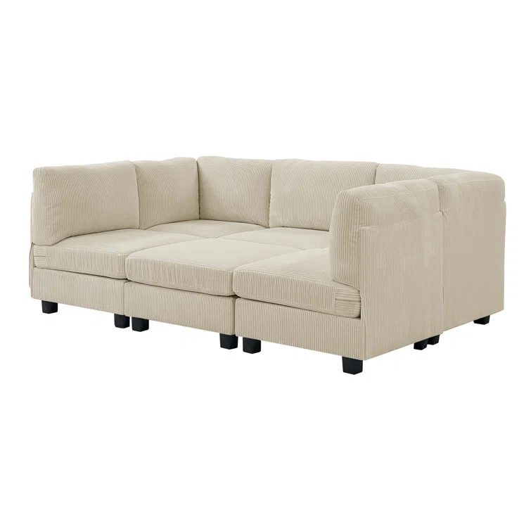 6 - Piece Corduroy Sectional