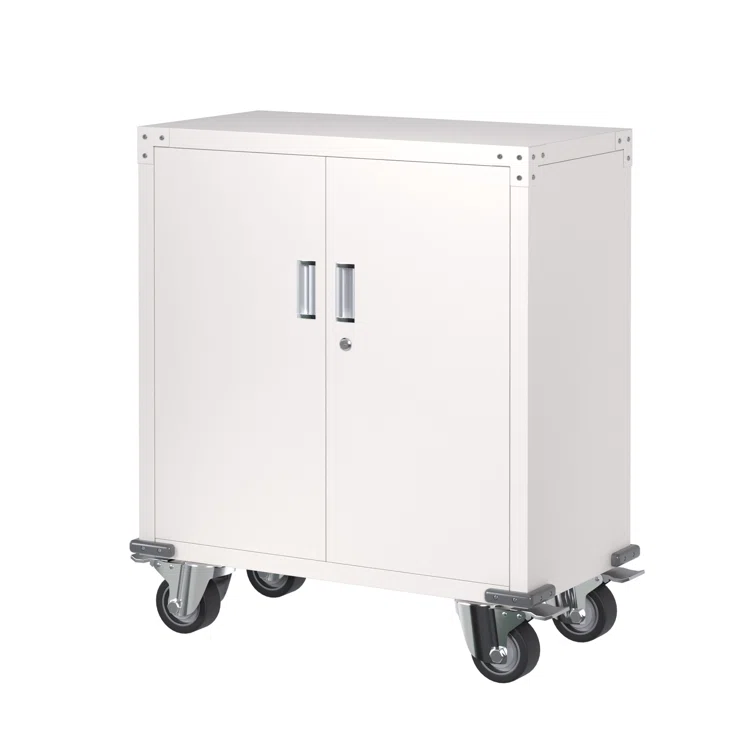 Montalto 35.4" H x 32.3" W x 16" D Metal Mobile Garage Storage Cabinet with Adjustable Shelf