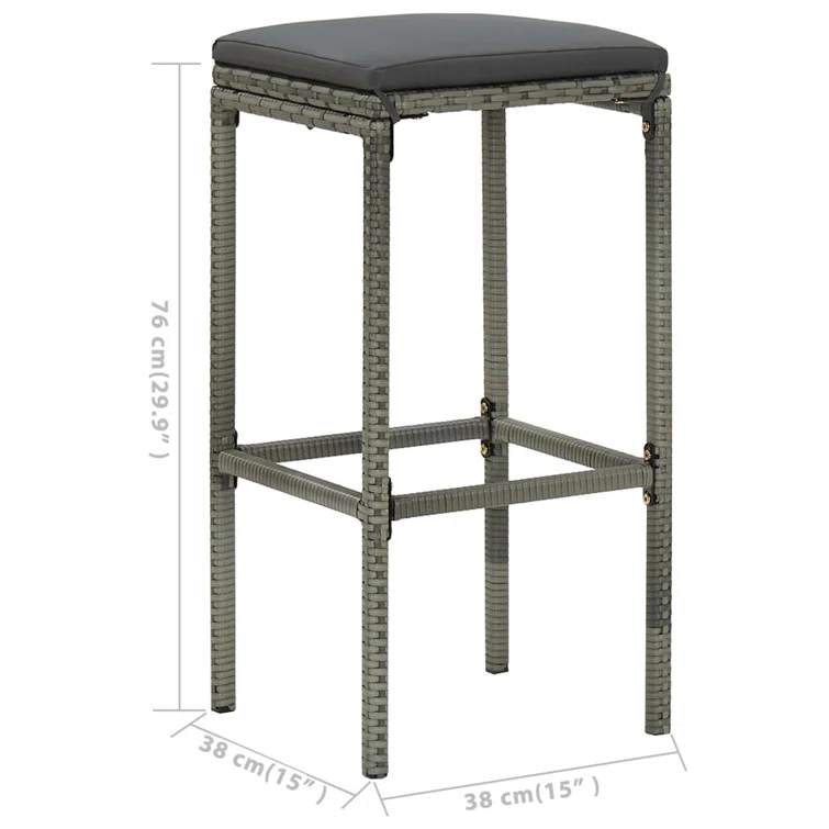 Patio Bar Table and Stools Set with Cushions