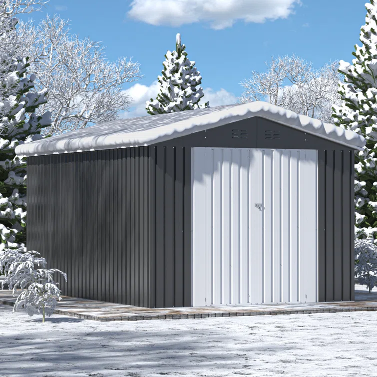 8 ft. W x 12 ft. D Metal Storage Shed with Lockable Doors and Vents