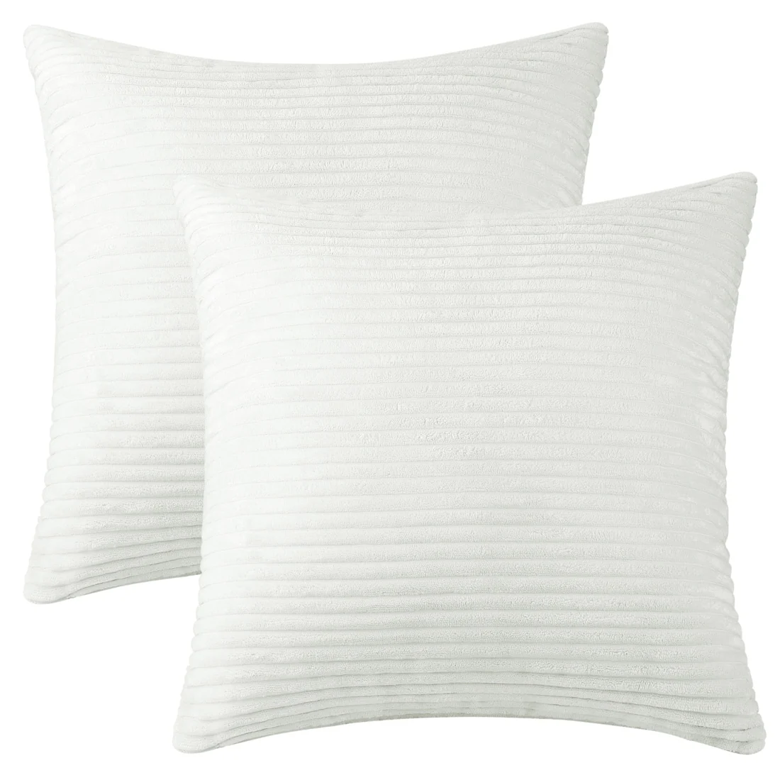 Pack of 2 Corduroy Decorative Pillow Covers Modern Solid Striped Pillow Covers