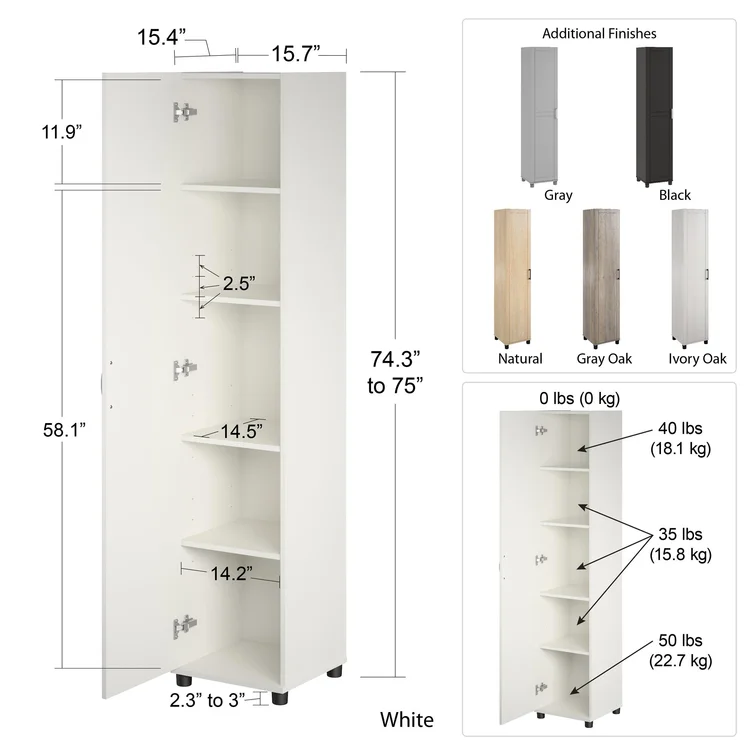 Housatonic Single Storage Cabinet ( 74.29'' H x 15.67'' W x 15.39'' D)