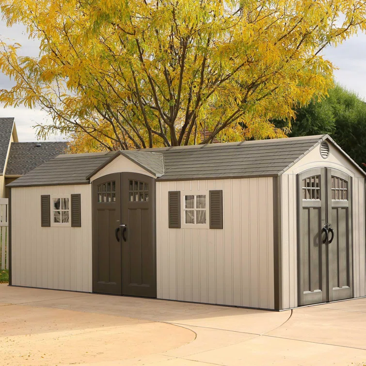 Lifetime 8 Ft. x 20 Ft. High-Density Polyethylene (Plastic) Outdoor Storage Shed with Steel-Reinforced Construction