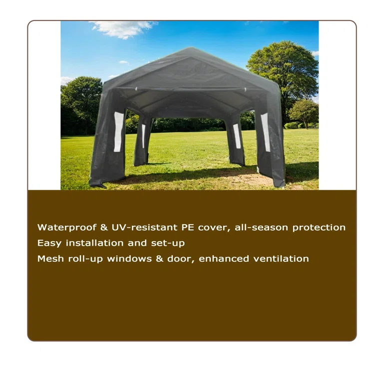 10 ft. W x 20 ft. D Polypropylene and Iron Garage Shed