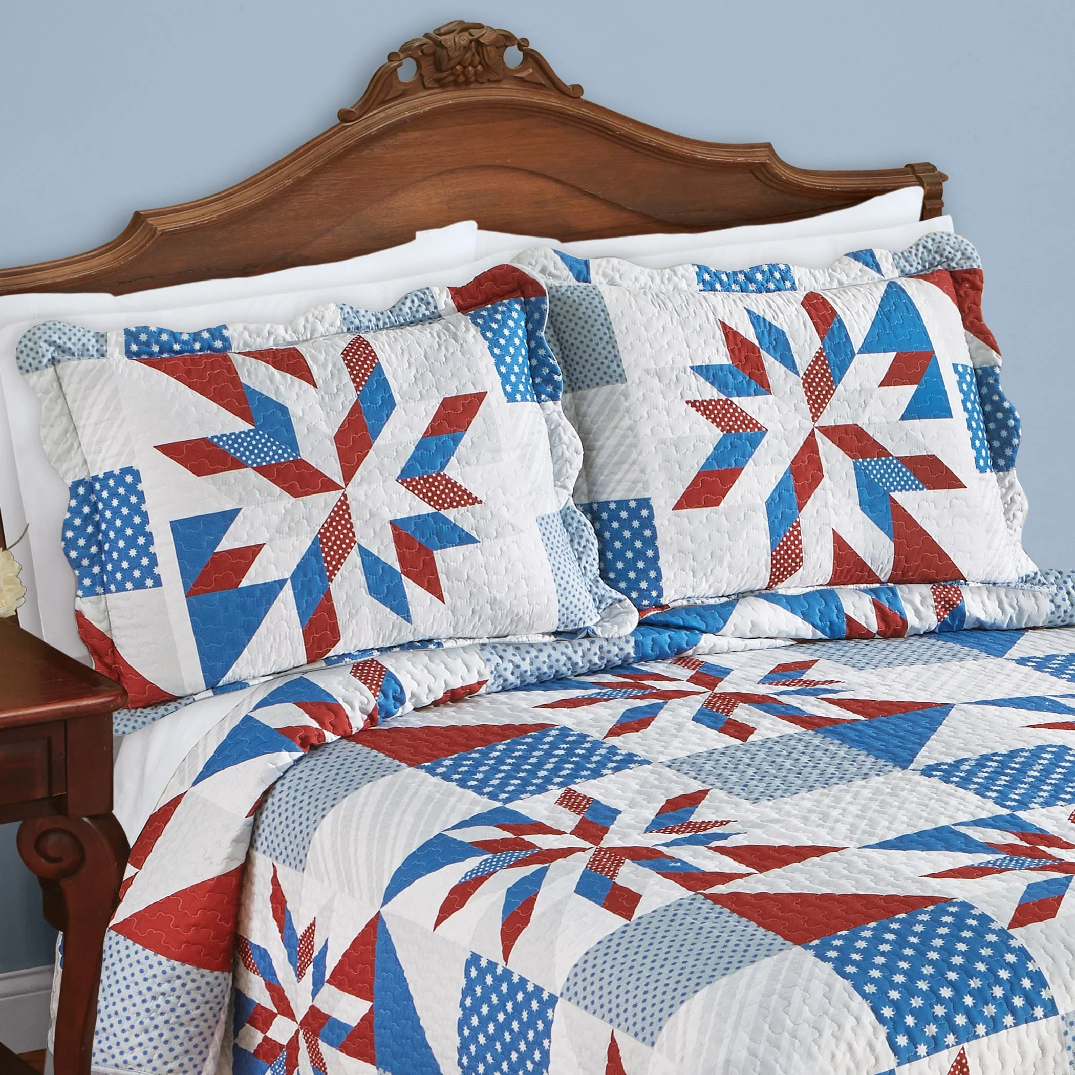 Americana Patchwork Geometric Star Pillow Sham