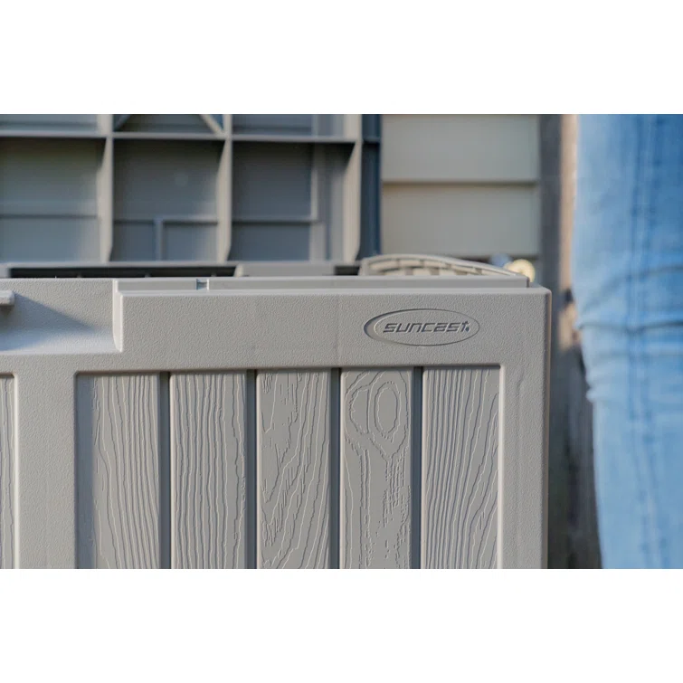Suncast 50 Gallon Water Resistant Deck Box in Peppercorn