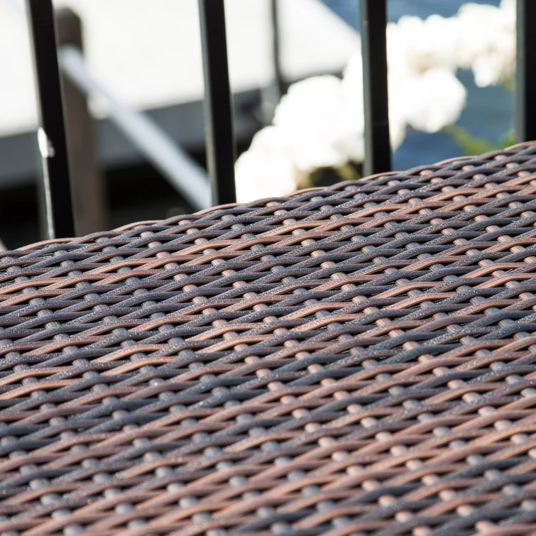 Highland Dunes Ugarte 52.75'' W 150 Gallons Water Resistant Wicker Deck Box in Light Brown/Dark Brown
