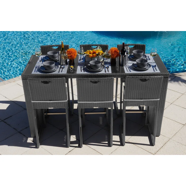 Bari 6 - Person Rectangular Outdoor Dining Set with Cushions