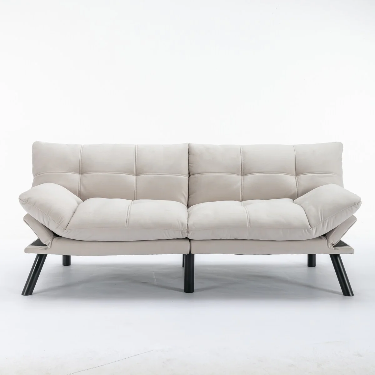 Trendy And Modern Style Grey Velvet Upholstered Sleeper Sofa Bed,2-Seater Adjustable Backrest Armless Sofa