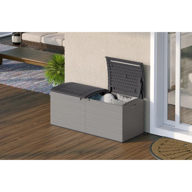 Suncast 120 Gallon Split Lid Lockable Deck Box