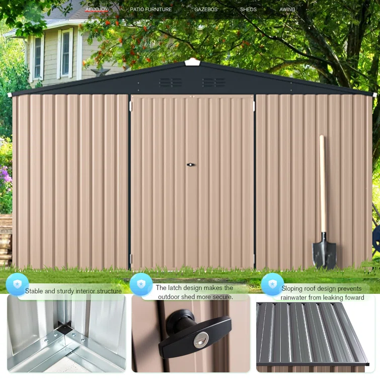 10 ft. W x 12 ft. D Metal Storage Shed