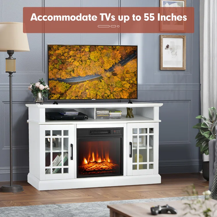 Ripley 48'' W Storage Credenza with Electric Fireplace Included