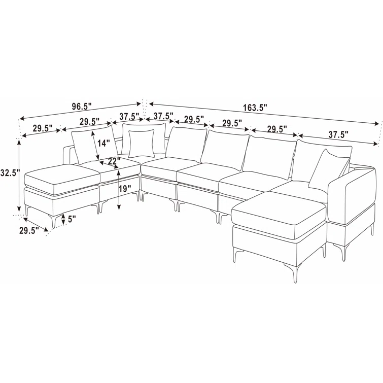 Ashwika 8 - Piece Upholstered Sectional