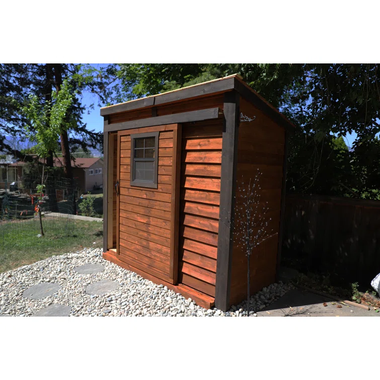 8 ft. W x 4 ft. D Sliding Door Cedar Wood Storage Shed