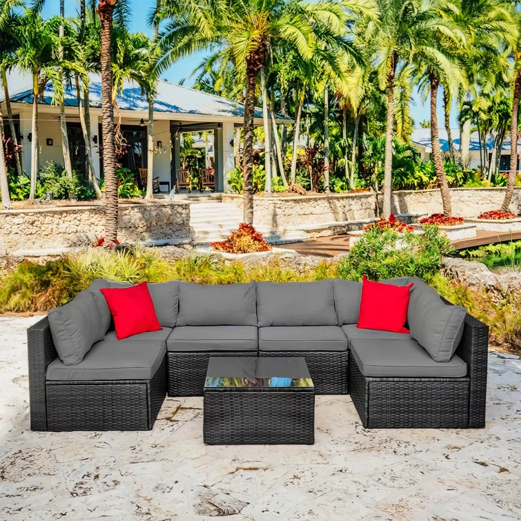 Slunce 6 - Person Outdoor Seating Group with Cushions<!-- --> <!-- -->(Set of 7)