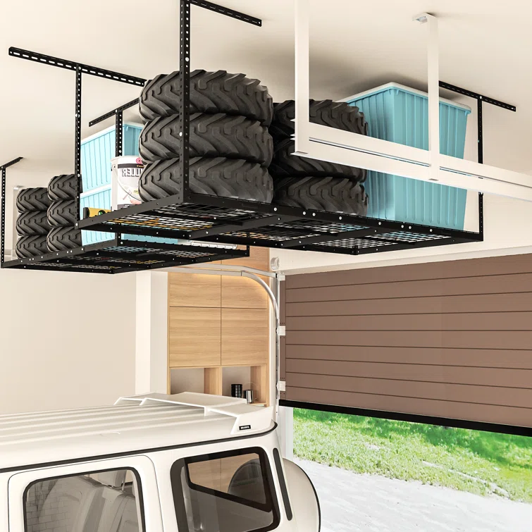 Maryorie Ceiling Mounted Overhead Steel Garage Storage Racks