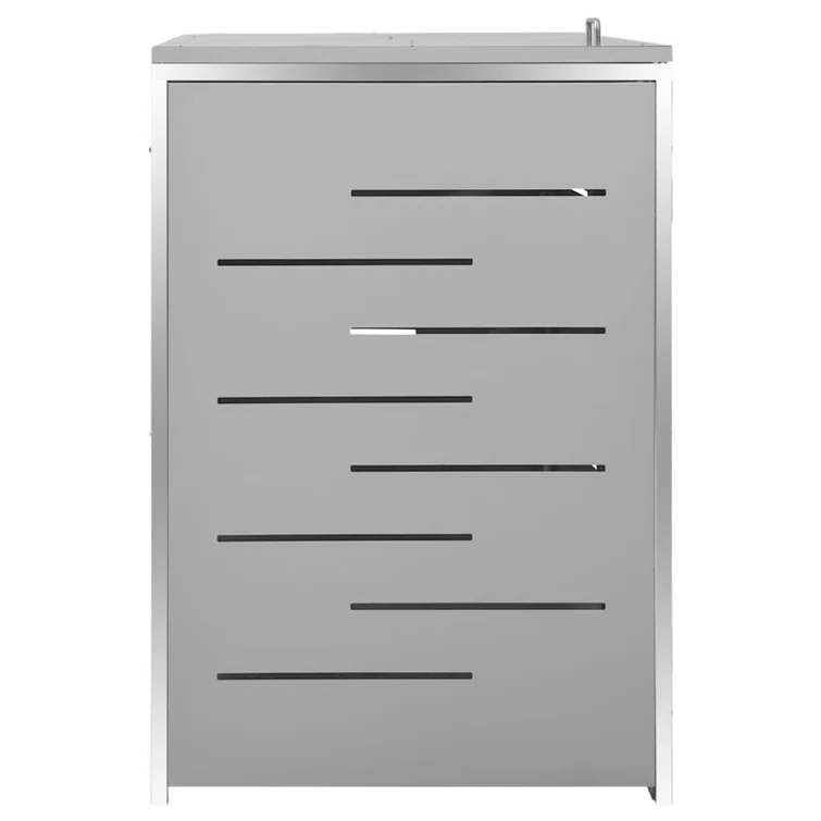 VidaXL Garbage Can Storage Wheelie Bin Trash Can Enclosure Stainless Steel