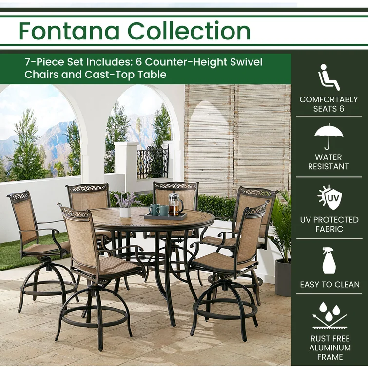 Mikenzy Round 6 - Person 56'' Long Bar Height Dining Set
