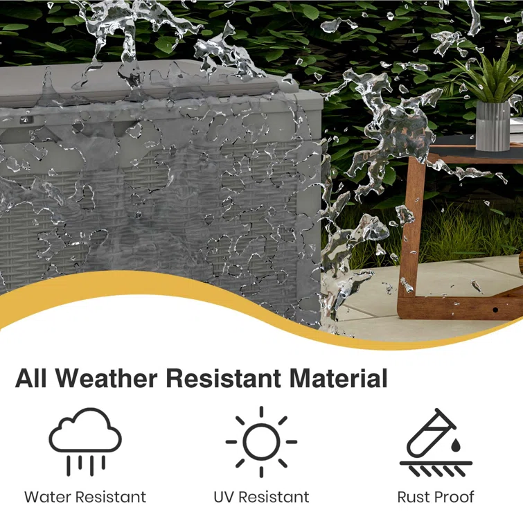 100 Gallons Water Resistant Resin Lockable Deck Box with Cushion