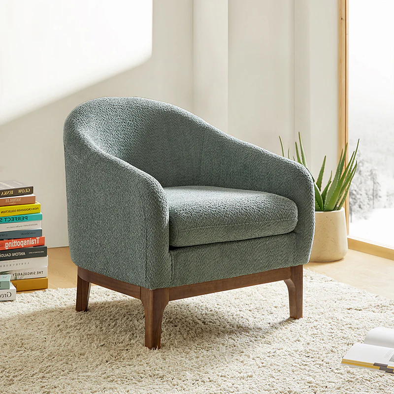 August Boucle Armchair Chair with Soft, Fuzzy Texture