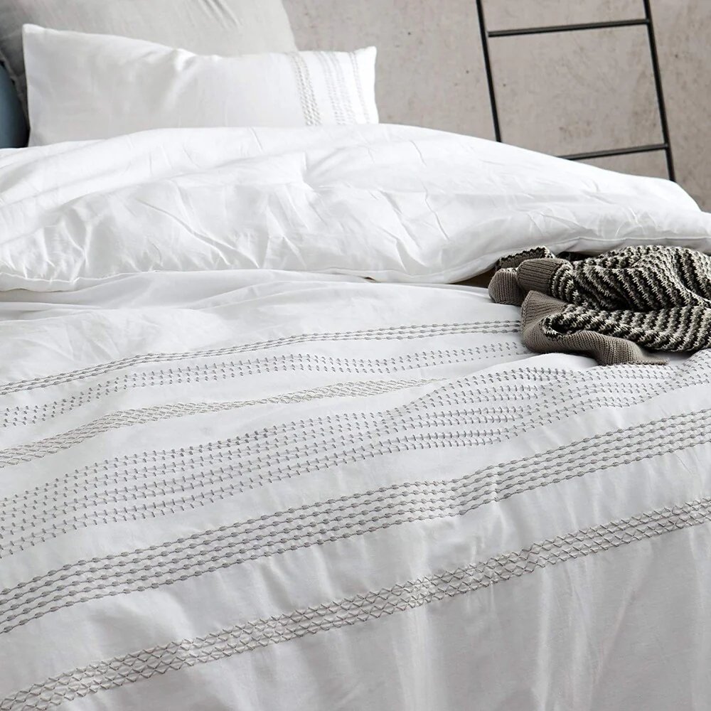 Villa Stitch Embroidered Comforter - White (Shams not included)
