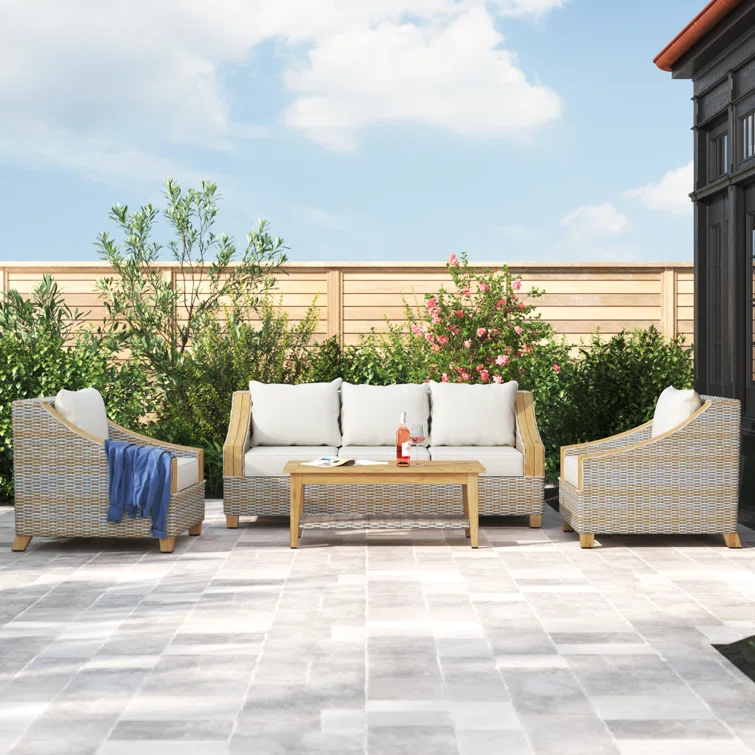 Carlton 4 Piece Rattan Sofa Seating Group with Sunbrella Cushions