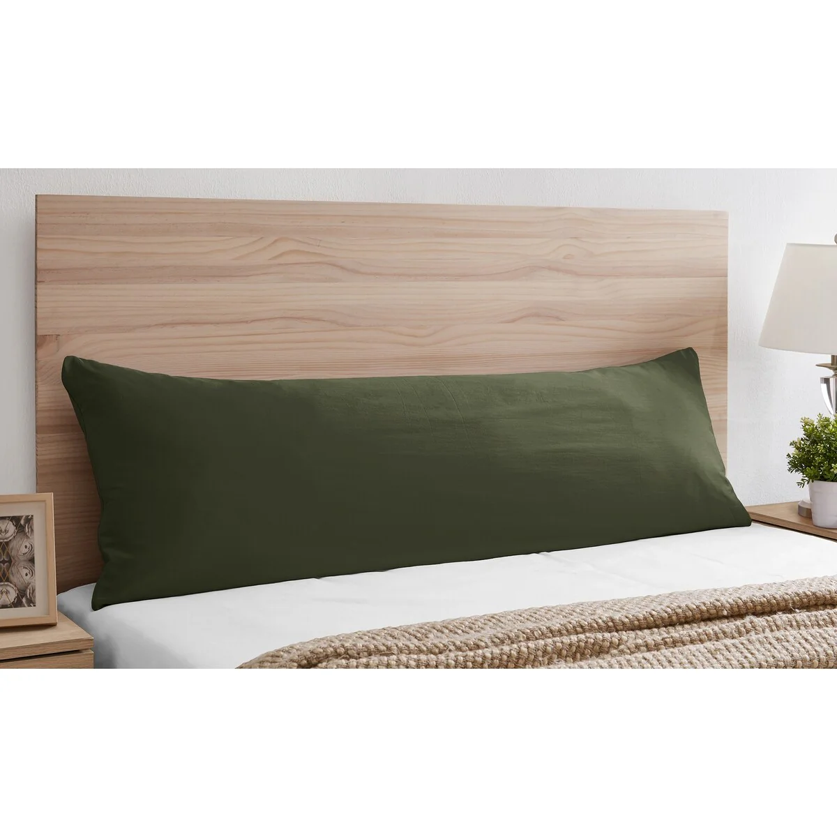 Dark Green Body Pillow Case (Pillow Not Included) for Woodland Camo Collecton - Solid Color Hunter Forest Olive Rustic Deer