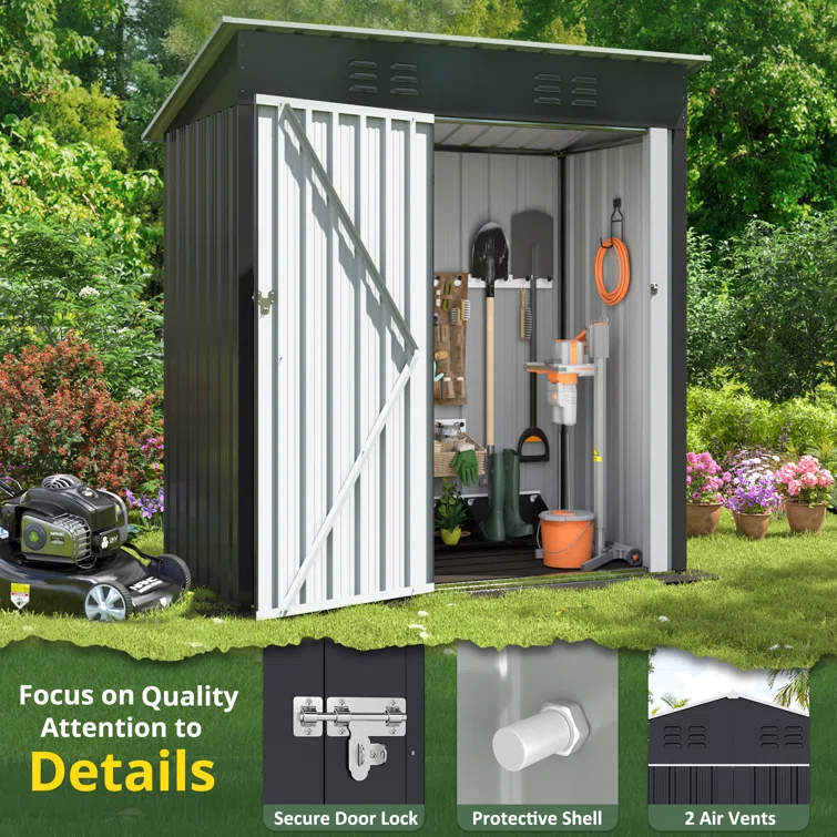 5 ft. W x 3 ft. D Metal Lean-To Tool Shed