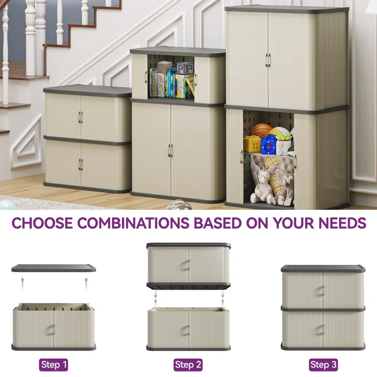Balconera 35.4'' W 50 Gallons Water Resistant Resin Cabinet Deck Box in Beige