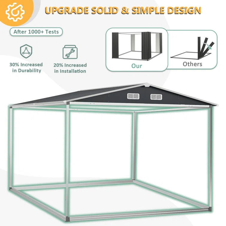 10 ft. W x 8 ft. D Metal Storage Shed with Metal Base Frame Kit