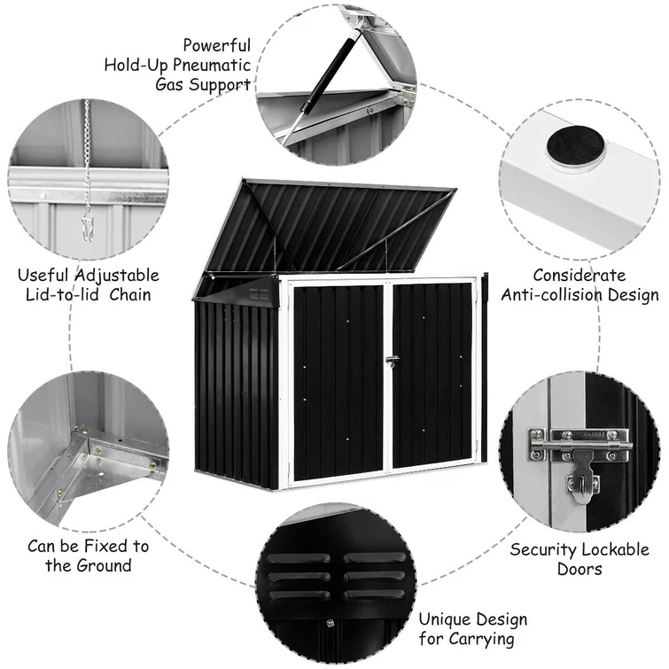 5 ft. W x 3 ft. D Metal Horizontal Garbage Shed