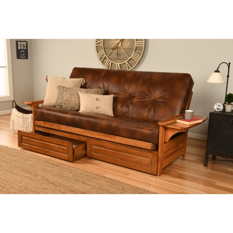 Himanshi Full / Double 81'' Faux Leather Futon And Mattress