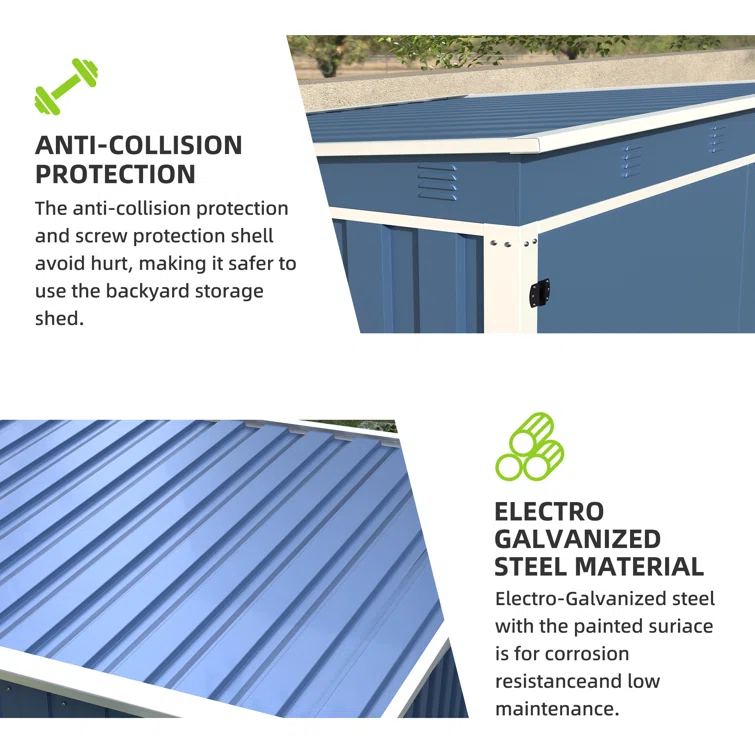 3 ft. W x 3 ft. D Galvanized Steel Garbage Shed, Used for Outdoor Small Tools Storage