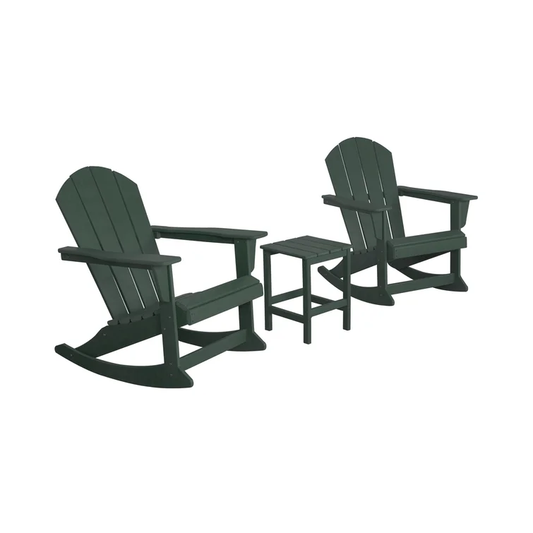 Cullan Plastic Rocking Adirondack Chair with Table