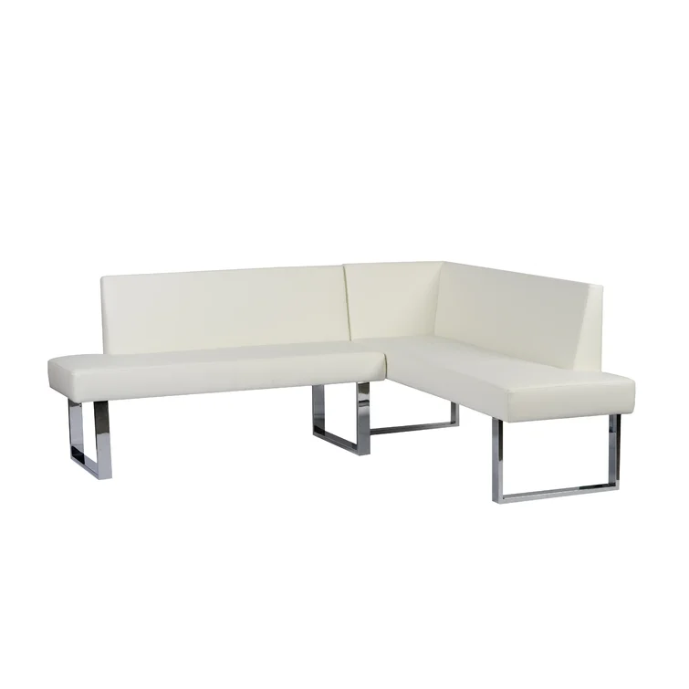 Darcie 2-Piece Contemporary Corner Sofa in Faux Leather and Chrome Metal