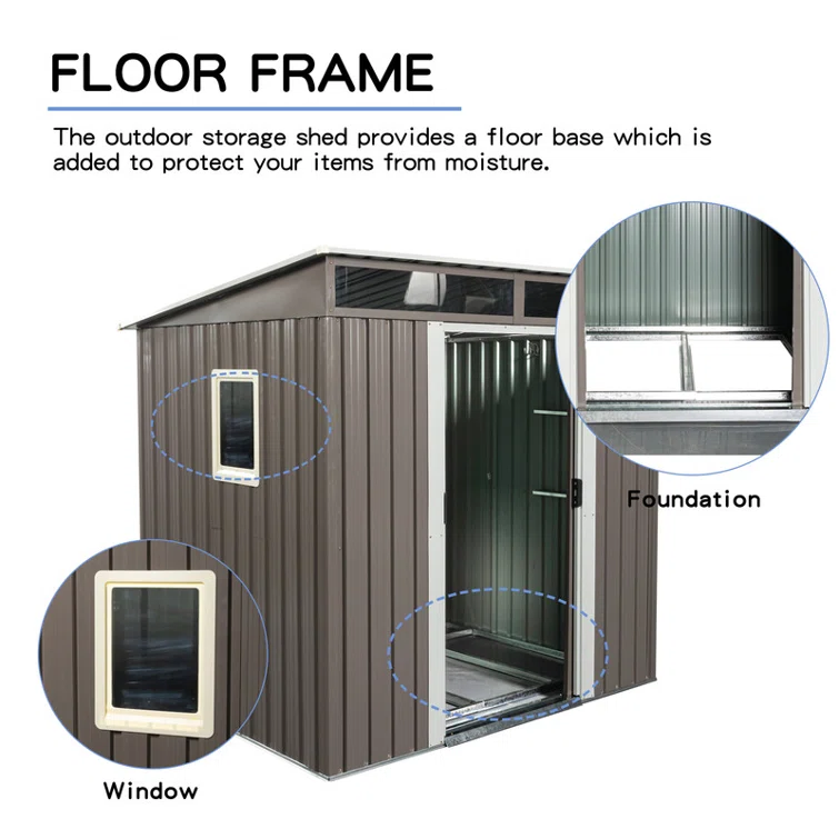 6 ft. W x 5 ft. D Metal Horizontal Storage Shed