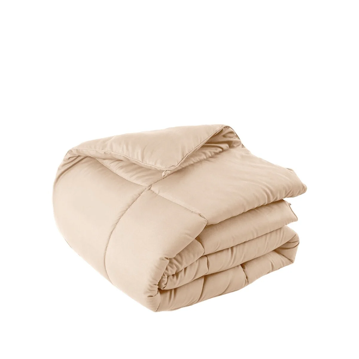 Beige Queen Box Stitch Microfiber Down Alternative Comforter