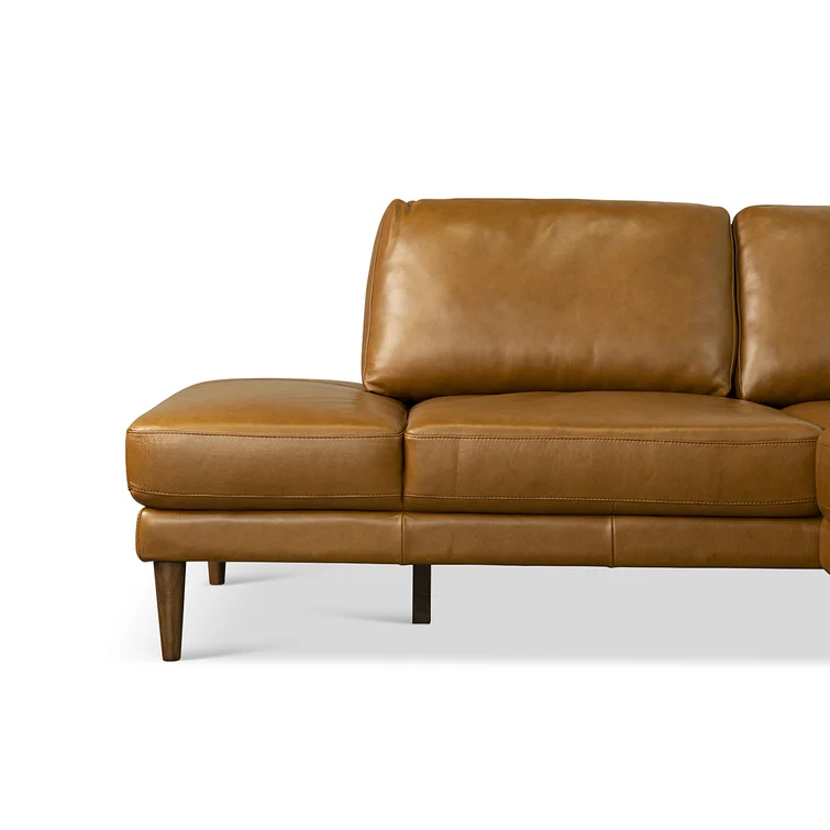 Patterson 2 - Piece Mid Century Modern Style Livingroom Leather Chaise Sectional