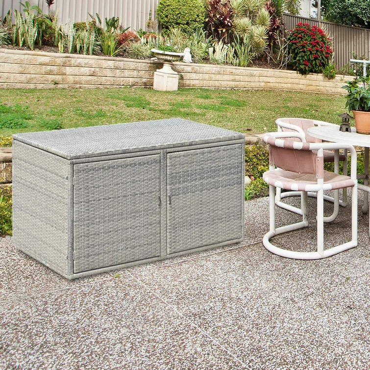 Costway 45'' W 110 Gallons Water Resistant Deck Box in Gray