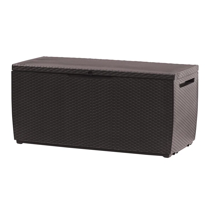 Keter Capri 80 Gallon Durable Resin Outdoor Storage and Organization Deck Box Ideal For Garden Patio Furniture and Supplies, Brown