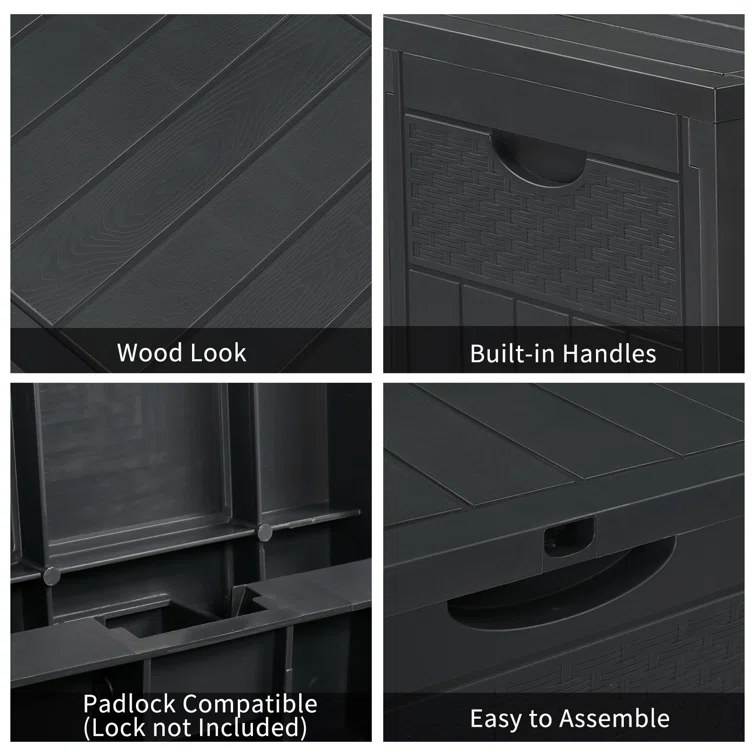 Winado 33 Gallons Water Resistant PVC Deck Box in Gray