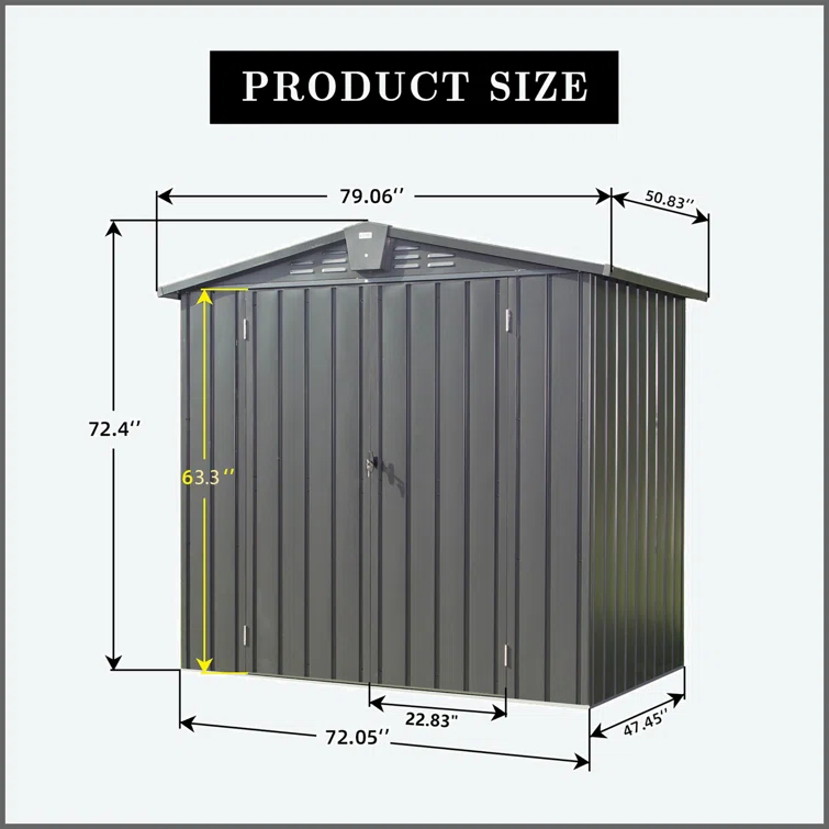 6.5 ft. W x 4.2 ft. D Galvanized Steel Vertical Tool Shed
