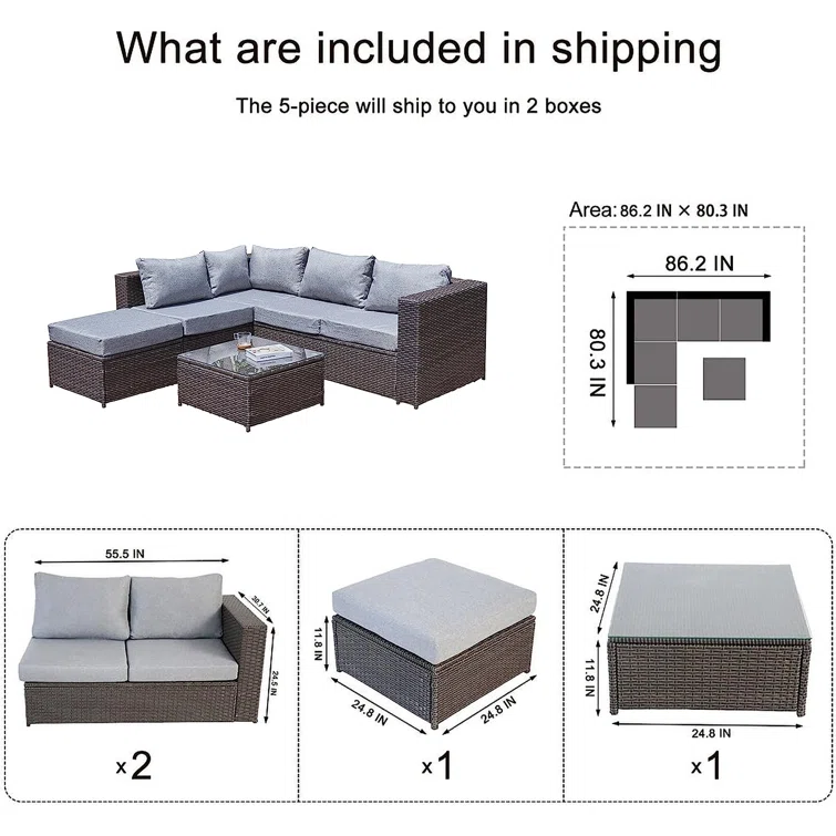 5 - Person Outdoor Seating Group with Cushions