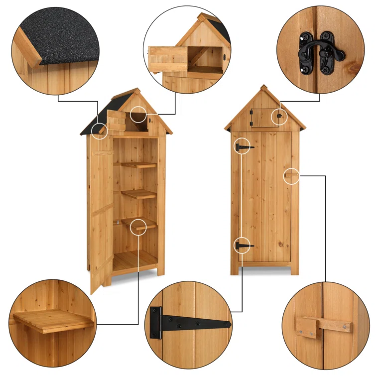Fir 2 ft. 6 in. W x 1 ft. 10 in. D Solid Wood Storage Shed