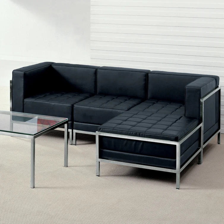 Annis 9 Piece LeatherSoft Modular Sectional Configuration - Stainless Steel Legs